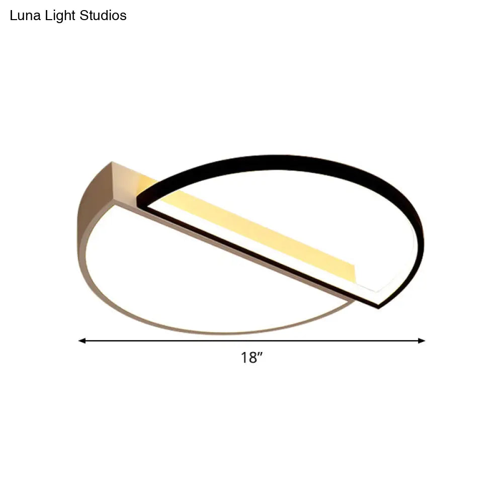 Modern Splicing Flush Mount Led Ceiling Light In Black/White With Dimming Control - 18’/21.5’ W