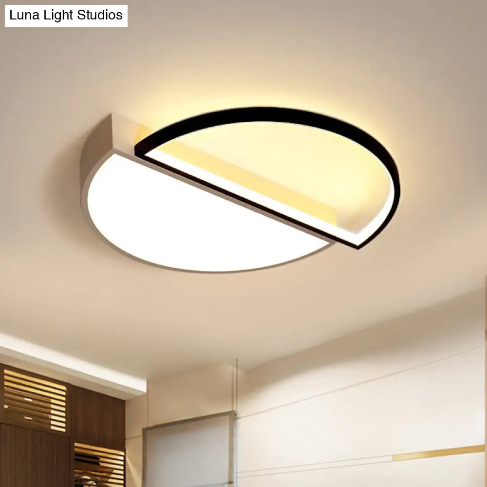 Modern Splicing Flush Mount Led Ceiling Light In Black/White With Dimming Control - 18’/21.5’ W