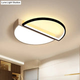 Modern Splicing Flush Mount Led Ceiling Light In Black/White With Dimming Control - 18’/21.5’ W