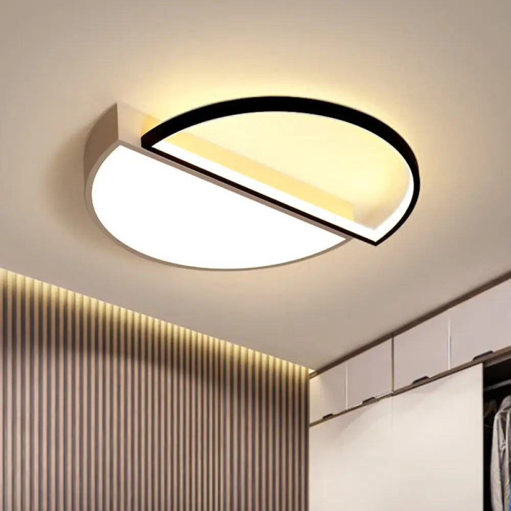 Modern Splicing Flush Mount Led Ceiling Light In Black/White With Dimming Control - 18’/21.5’ W