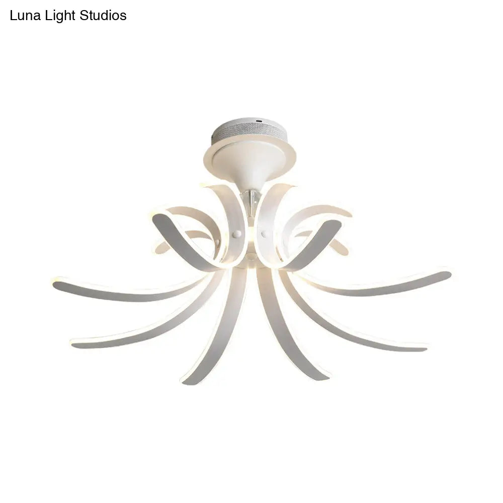 Modern Spring Acrylic Semi Flush Mount Led Ceiling Light White/Warm