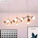 Modern Sputnik Gold Pendant Light For Bedroom - Acrylic 10/12-Head Ceiling Island Drop