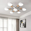 Modern Sputnik Metal Semi-Flush Mount Ceiling Light With 7-Head Design And Stylish Drum Acrylic