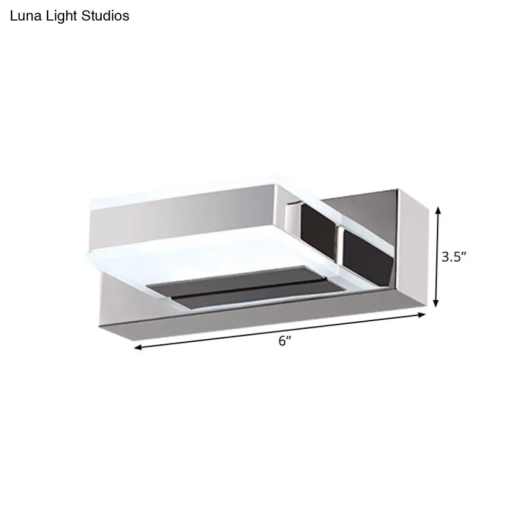 Modern Square Acrylic Vanity Light With Chrome Wall Mount - Available In 1-4 Lights