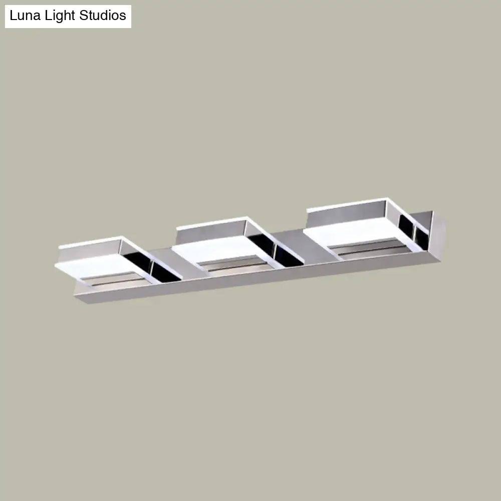 Modern Square Acrylic Vanity Light With Chrome Wall Mount - Available In 1-4 Lights