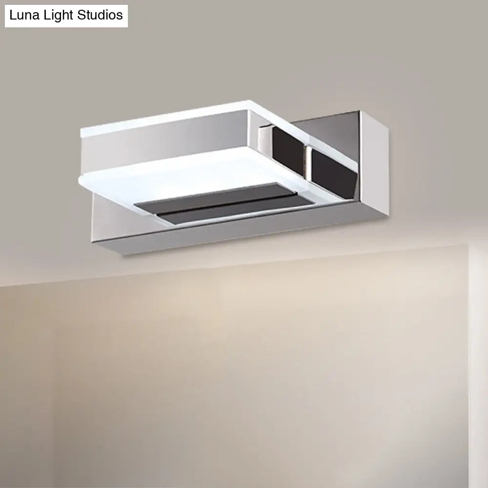 Modern Square Acrylic Vanity Light With Chrome Wall Mount - Available In 1-4 Lights