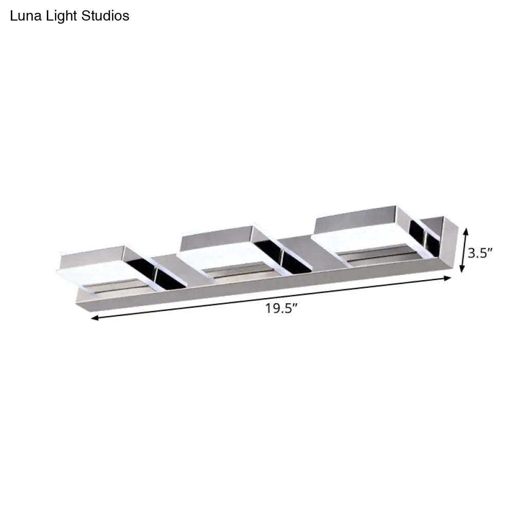 Modern Square Acrylic Vanity Light With Chrome Wall Mount - Available In 1-4 Lights