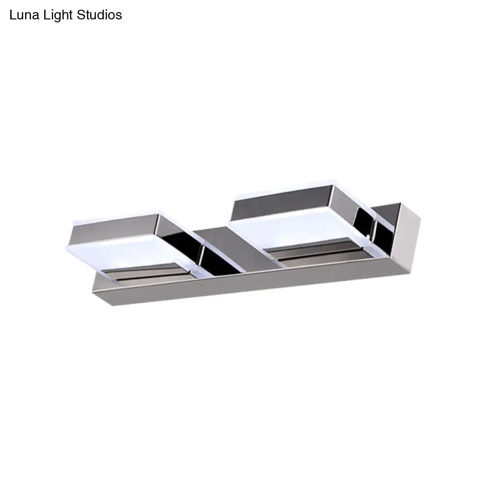 Modern Square Acrylic Vanity Light With Chrome Wall Mount - Available In 1-4 Lights