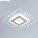 Modern Square Flush Led Ceiling Light Fixture For Bedroom Clear Acrylic Design / 8 2 Color
