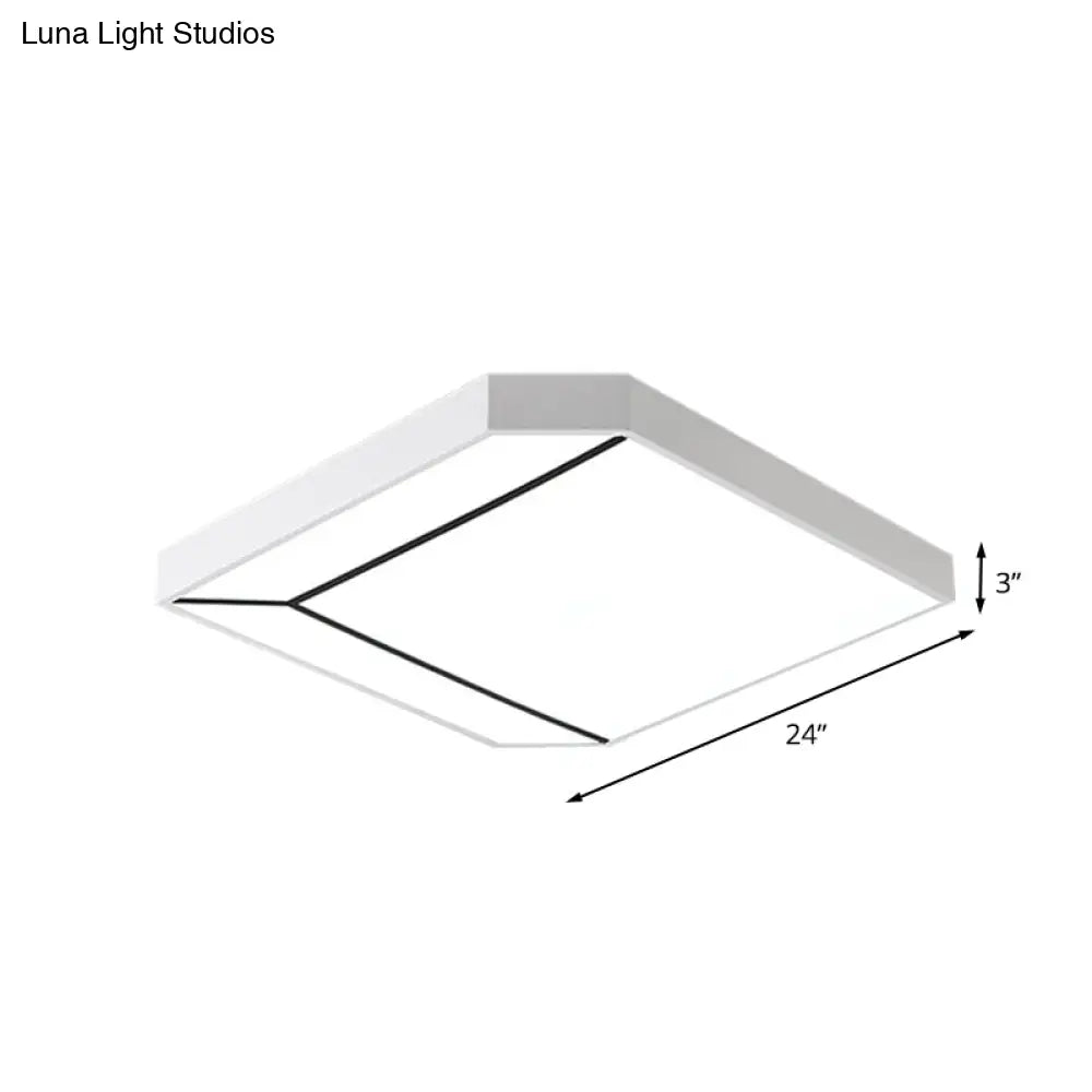 Modern Square Flush Led Ceiling Light In White/Warm - 19’/24’ Metallic For Living Room