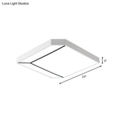 Modern Square Flush Led Ceiling Light In White/Warm - 19’/24’ Metallic For Living Room