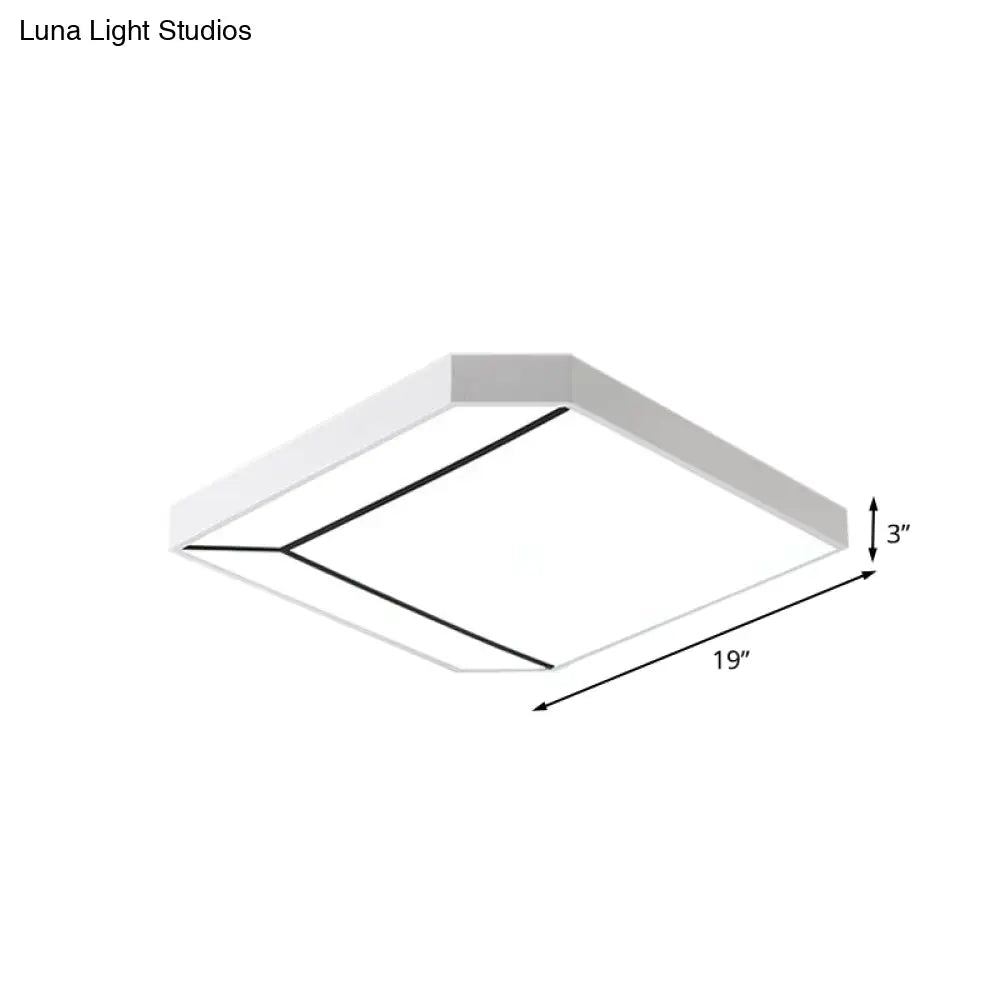 Modern Square Flush Led Ceiling Light In White/Warm - 19’/24’ Metallic For Living Room