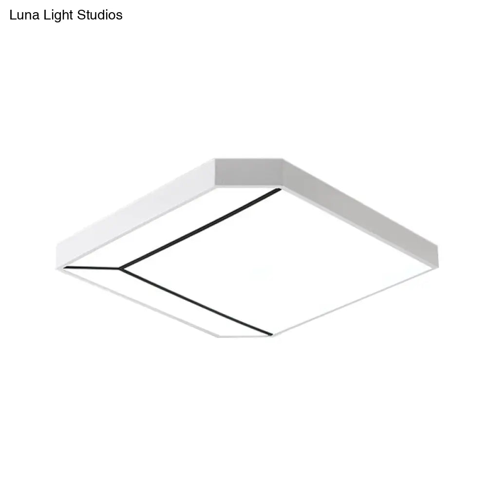 Modern Square Flush Led Ceiling Light In White/Warm - 19’/24’ Metallic For Living Room