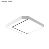 Modern Square Flush Led Ceiling Light In White/Warm - 19’/24’ Metallic For Living Room
