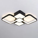 Modern Square Flush Mount Led Ceiling Light In Black With Warm/White 18’/21.5’ Wide / 18’ White
