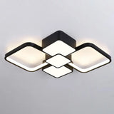 Modern Square Flush Mount Led Ceiling Light In Black With Warm/White 18’/21.5’ Wide / 18’ White