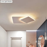 Modern Square Flush Mount Led Ceiling Light White/Coffee Acrylic 16’/19.5’ Wide Warm/White Lighting