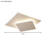 Modern Square Flush Mount Led Ceiling Light White/Coffee Acrylic 16’/19.5’ Wide Warm/White Lighting
