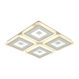 Modern Square Flushmount Acrylic Ceiling Light Fixture - 4 Heads White 19.5/23.5 Wide