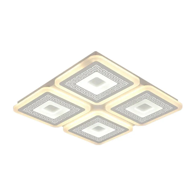 Modern Square Flushmount Acrylic Ceiling Light Fixture - 4 Heads White 19.5/23.5 Wide