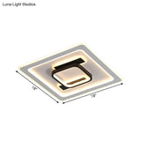 Modern Square Frame Flush Mount Lamp - Metallic Black And White Led Fixture With Warm/White