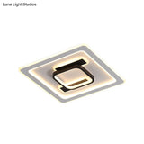 Modern Square Frame Flush Mount Lamp - Metallic Black And White Led Fixture With Warm/White