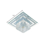 Modern Square Led Ceiling Flush Mount - Clear Faceted Crystal Light Fixture In Warm/White/Multi