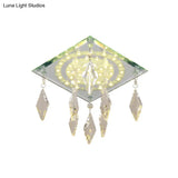Modern Square Led Clear Crystal Flush Mount Ceiling Light For Corridors