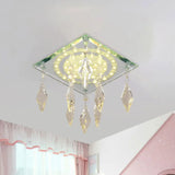 Modern Square Led Clear Crystal Flush Mount Ceiling Light For Corridors