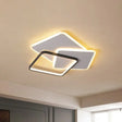 Modern Square Led Flush Mount Ceiling Light In Black For Living Room / 20.5 Warm