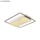 Modern Square Led Flush Mount Light Fixture With Acrylic Lamp Shade And Iron Canopy