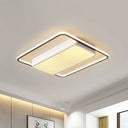 Modern Square Led Flush Mount Light Fixture With Acrylic Lamp Shade And Iron Canopy White