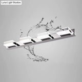 Modern Square Led Vanity Sconce With Stainless Steel & White Chrome Finish For Bath