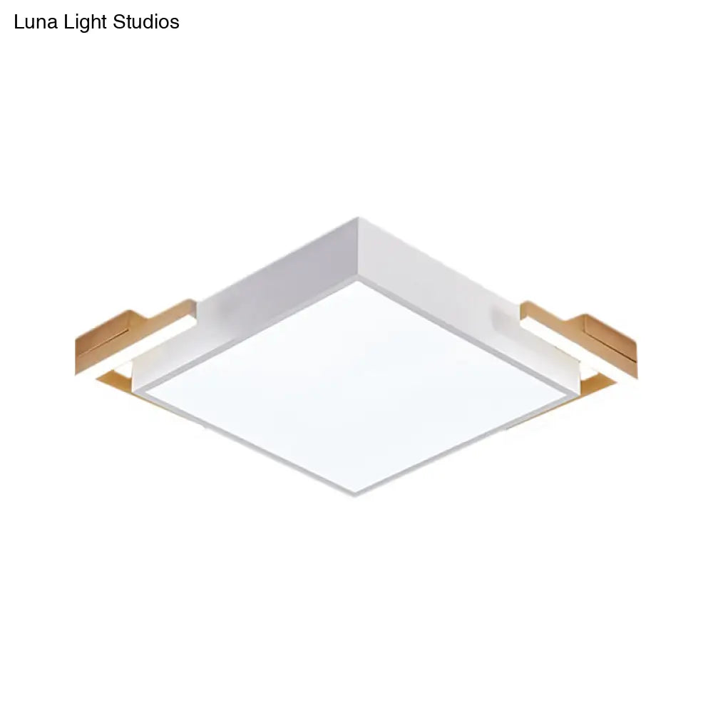 Modern Square Metallic Ceiling Light Fixture: Led Flushmount Lighting In Black/White Warm/White