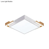 Modern Square Metallic Ceiling Light Fixture: Led Flushmount Lighting In Black/White Warm/White