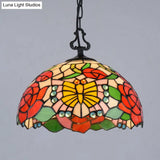 Modern Stained Glass Tiffany Suspension Lamp - Black Shell Leaf Butterfly Design Ideal For Dining