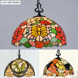 Modern Stained Glass Tiffany Suspension Lamp - Black Shell Leaf Butterfly Design Ideal For Dining