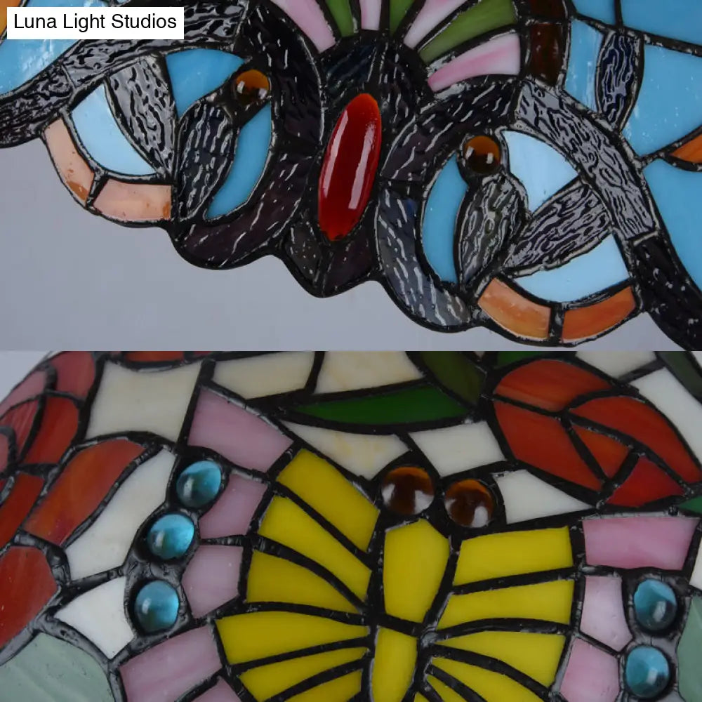 Modern Stained Glass Tiffany Suspension Lamp - Black Shell Leaf Butterfly Design Ideal For Dining