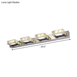 Modern Stainless Steel Crystal Vanity Sconce - 3/4 Light Beveled Design For Round/Square Bathroom