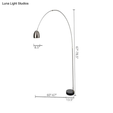 Modern Stainless Steel Dome Floor Lamp With Vent Design And Fishing Rod Arm For Industrial Living