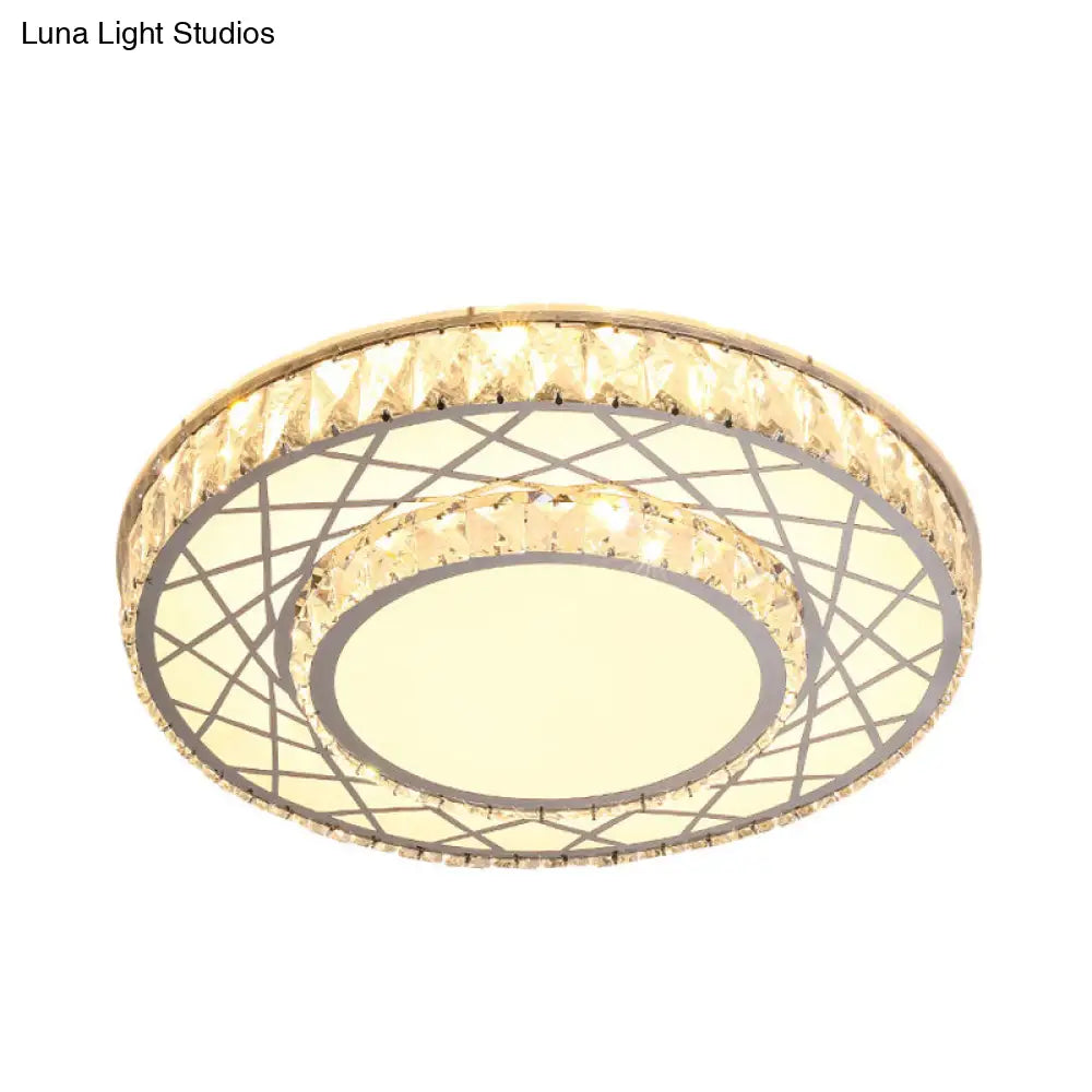Modern Stainless - Steel Led Crystal Flush Ceiling Mount Light Fixture For Bedroom