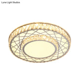 Modern Stainless - Steel Led Crystal Flush Ceiling Mount Light Fixture For Bedroom
