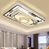 Modern Stainless Steel Led Flush Ceiling Light With Clear Crystal Layers For Living Room