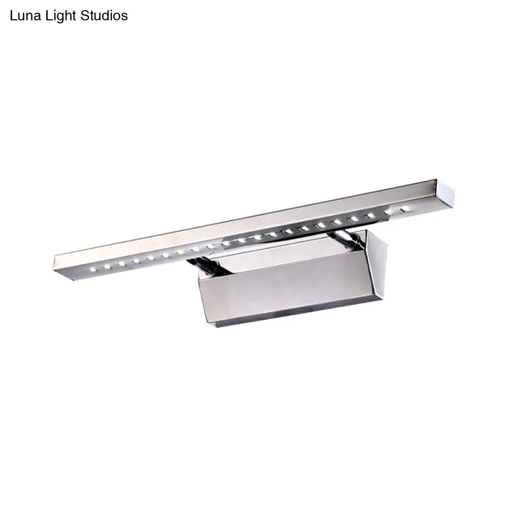 Modern Stainless Steel Wall Sconce Light - 16/19.5 Rectangular Led Vanity With Chrome Finish And
