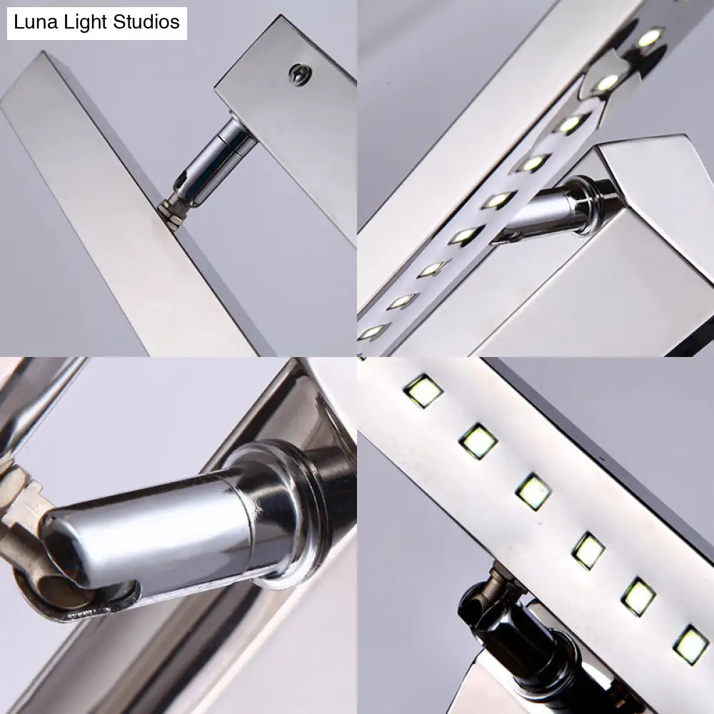 Modern Stainless Steel Wall Sconce Light - 16/19.5 Rectangular Led Vanity With Chrome Finish And