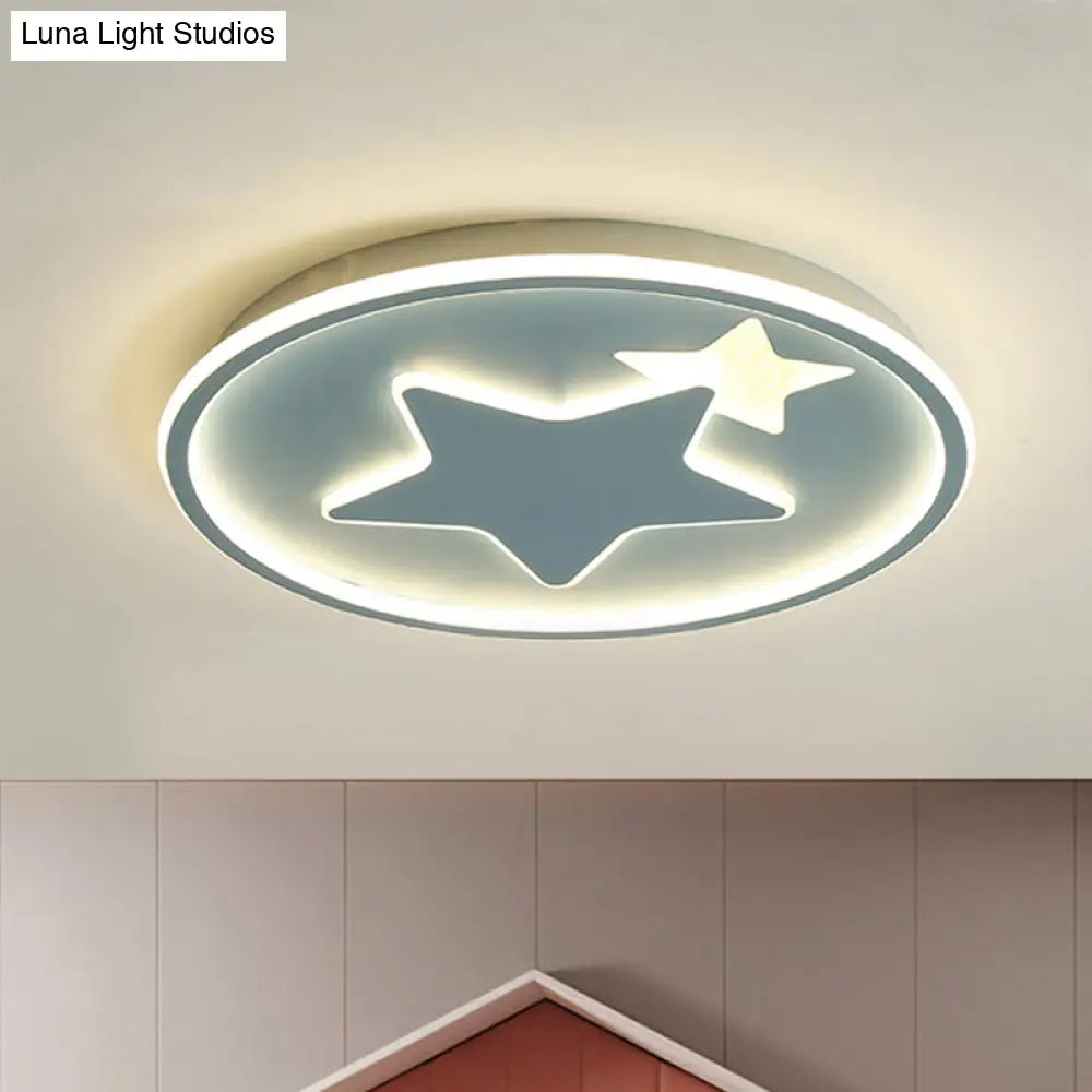 Modern Star Ceiling Light: Acrylic Led Cartoon Lamp In Black/Pink/Blue