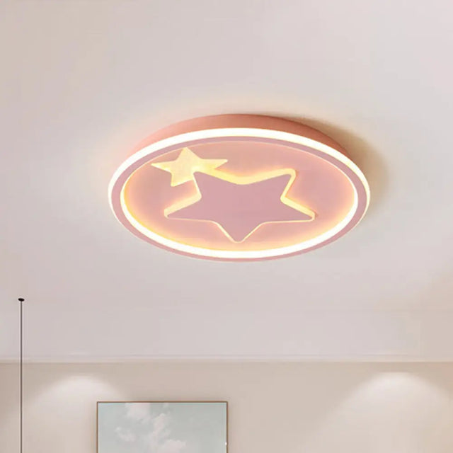 Modern Star Ceiling Light: Acrylic Led Cartoon Lamp In Black/Pink/Blue Pink