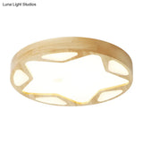 Modern Star Flush Ceiling Light For Kids Bedroom - Led Wood Mount Fixture