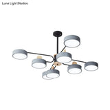 Modern Starburst Chandelier - Simplistic Metal Ceiling Lamp With Acrylic Shade For Living Room