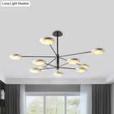 Modern Starburst Chandelier With Black/Silver Drum Shade - 3/4/5 Heads Ceiling Light For Living Room